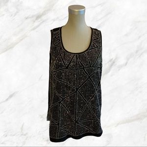 Olive & Oak | Beaded Sleeveless Black Blouse